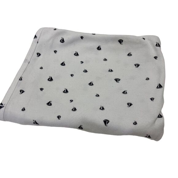 Carter's Sailboat Baby Receiving Blanket Navy Blue White Cotton Stretch Jersey - Picture 1 of 4